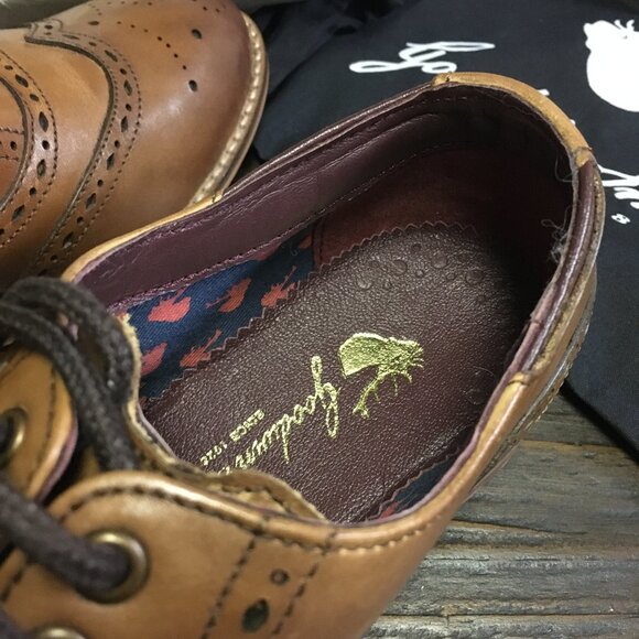 NWT Genuine Leather Cognac Oxford Wingtip Brogues - Picture 9 of 16